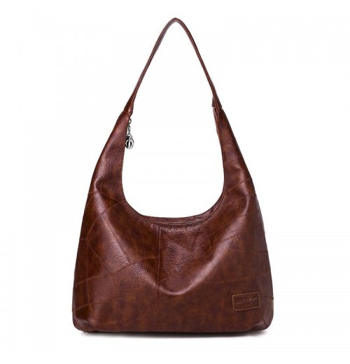 Black Leather Hobo Shoulder Bag ERIN