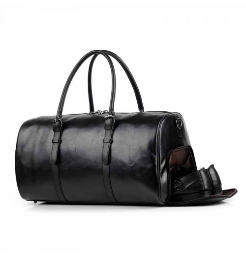 Leather Gym Bag With Shoe Compartment