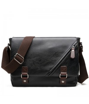 Black Leather 15 inch Laptop Bag