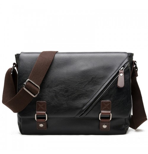 Black Leather 15 inch Laptop Bag