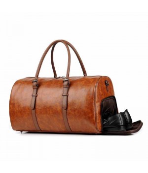 Leather Gym Bag With Shoe Compartment